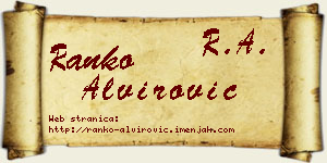 Ranko Alvirović vizit kartica
